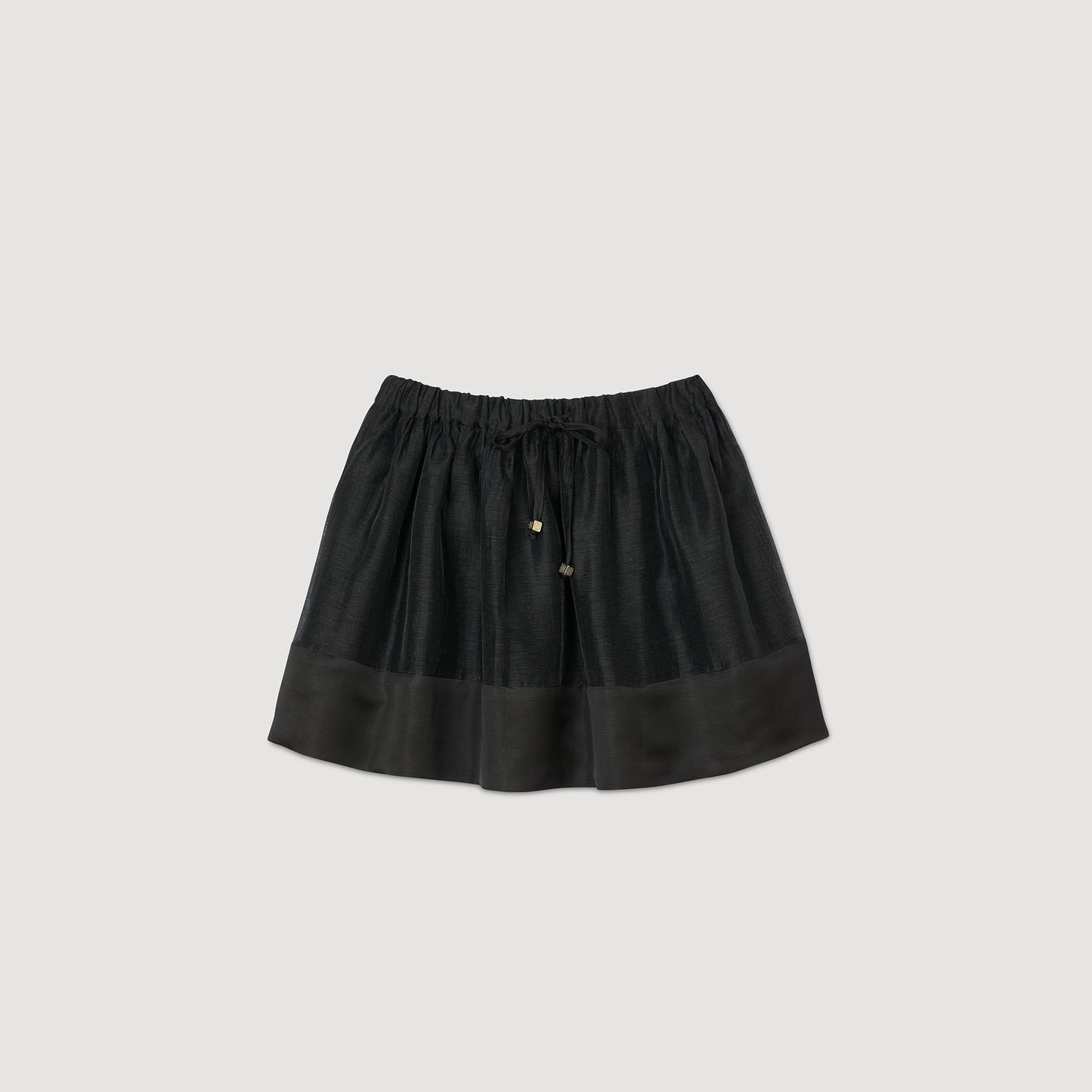 Short Dual-Material Skirt Black
