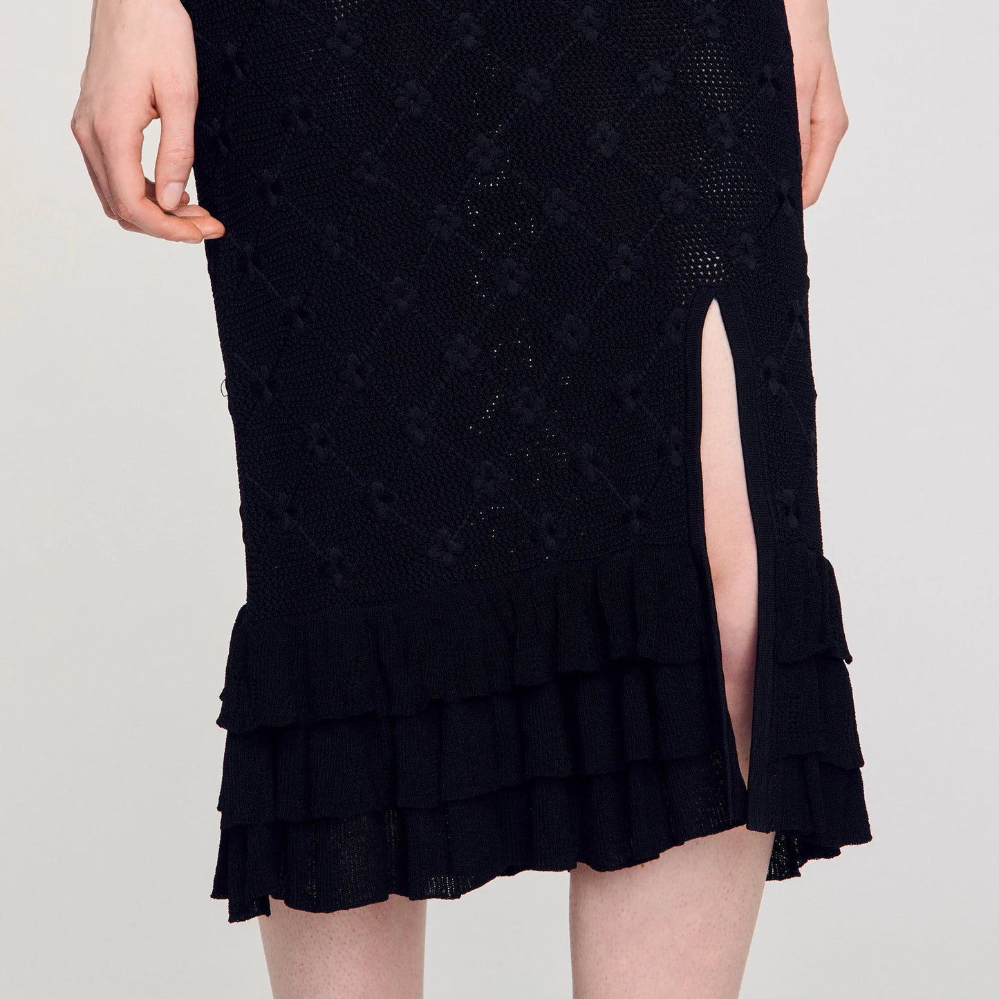 Aleria Knit Midi Skirt Black