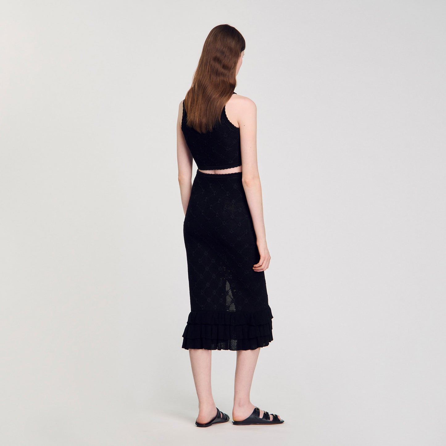 Aleria Knit Midi Skirt Black