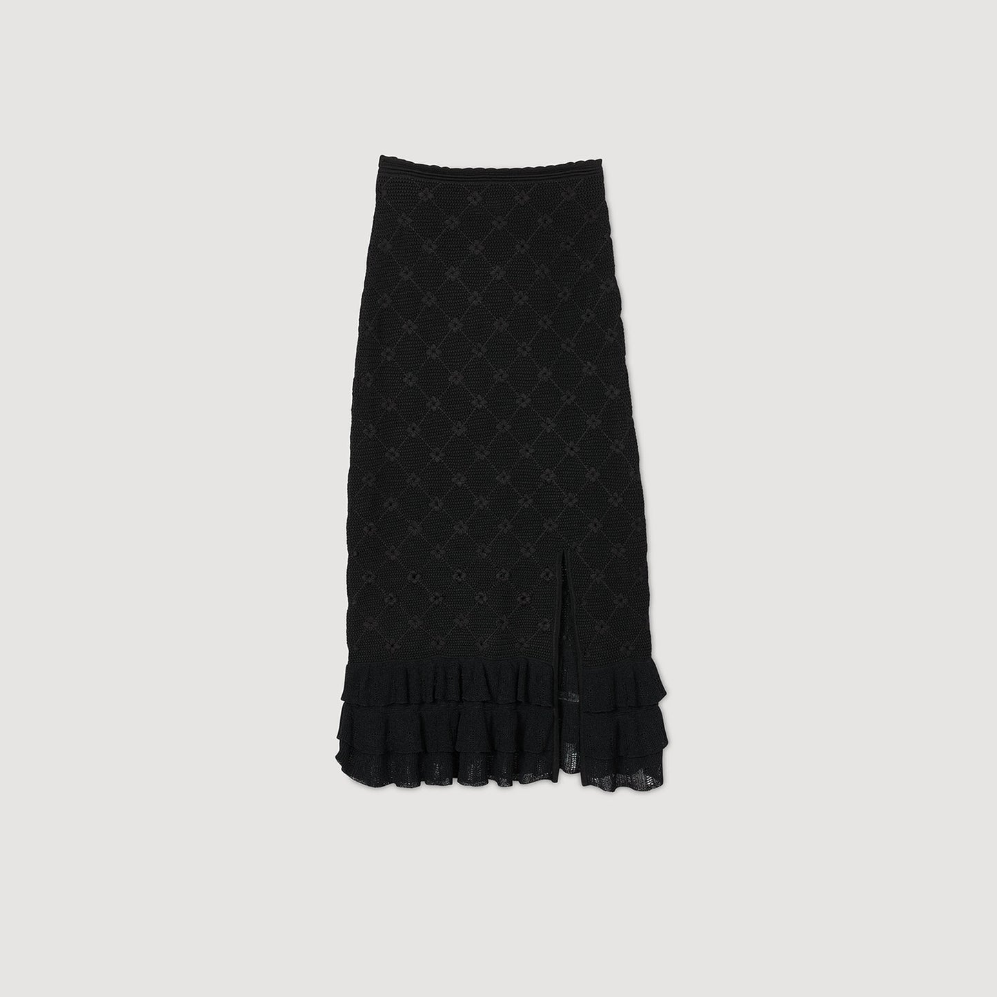 Aleria Knit Midi Skirt Black