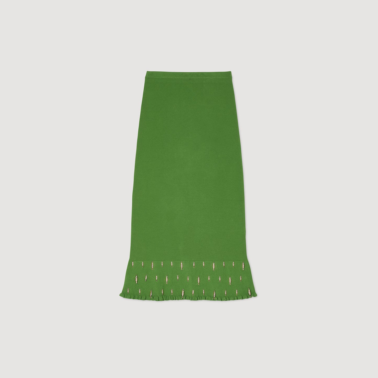 Sautille Long Knit Skirt With Charms Green