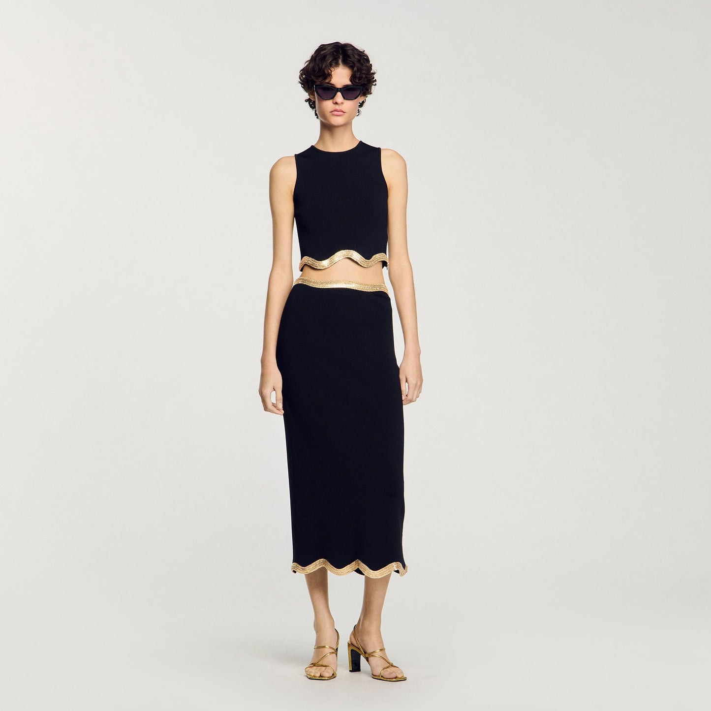 Casablanca Long Knitted Skirt With Chain Detail Black