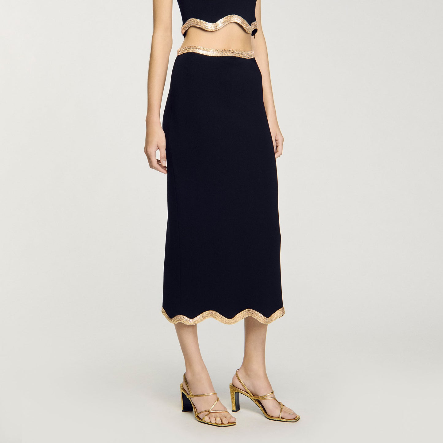 Casablanca Long Knitted Skirt With Chain Detail Black