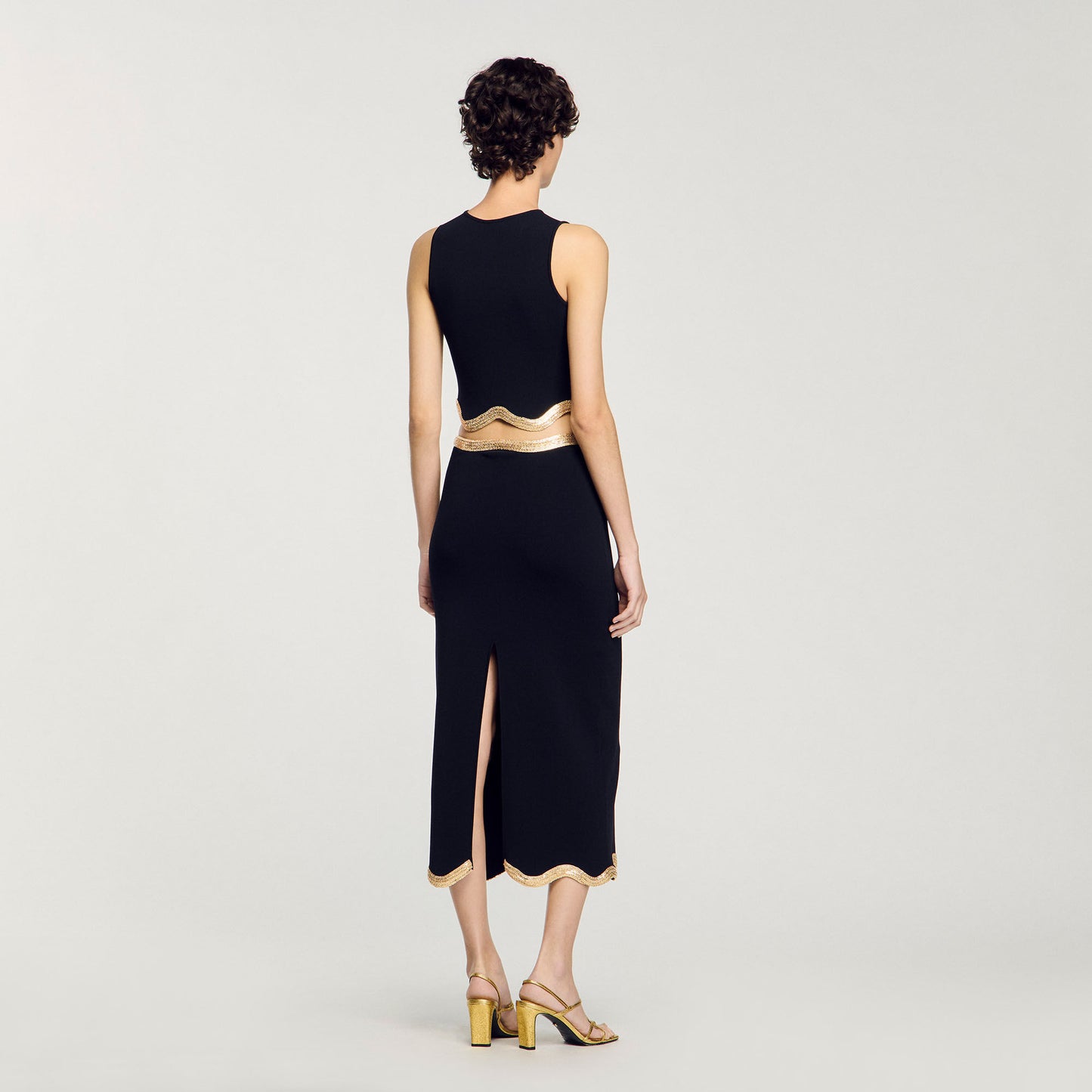 Casablanca Long Knitted Skirt With Chain Detail Black