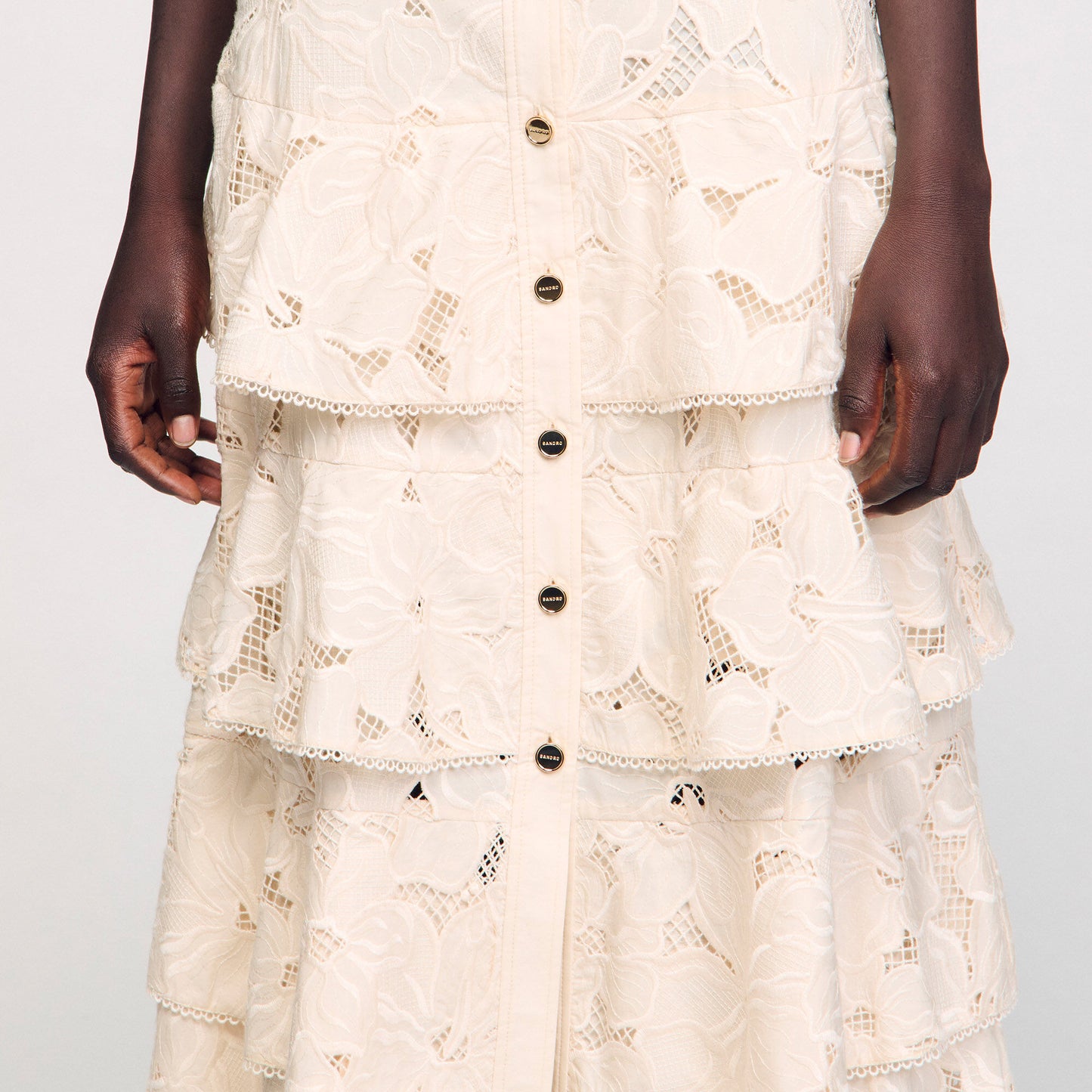 Orlivia Long Frilled Skirt Ecru