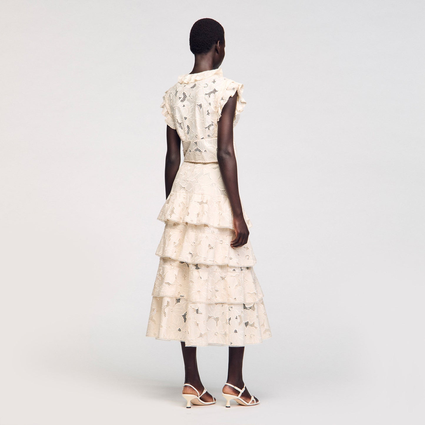 Orlivia Long Frilled Skirt Ecru