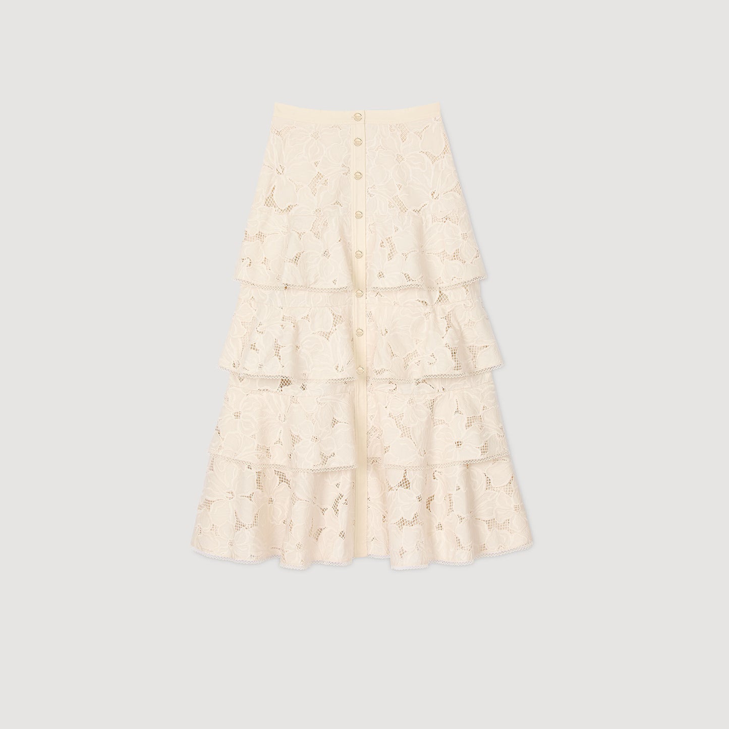 Orlivia Long Frilled Skirt Ecru