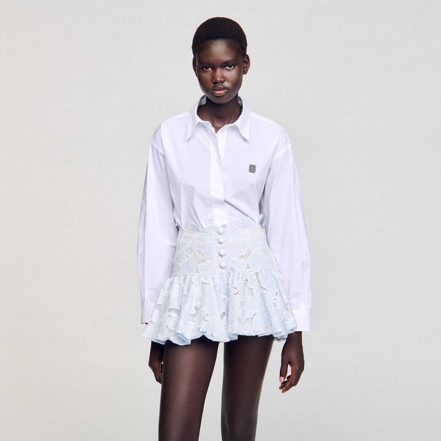 Rosane Short Guipure Skirt Sky Blue