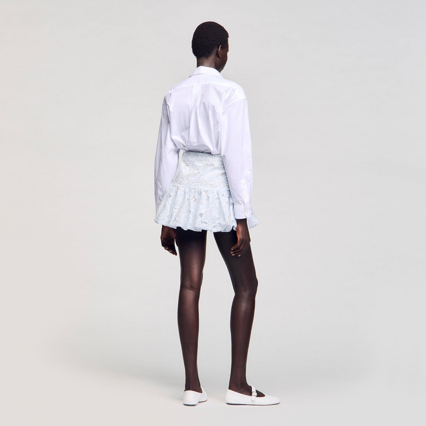 Rosane Short Guipure Skirt Sky Blue