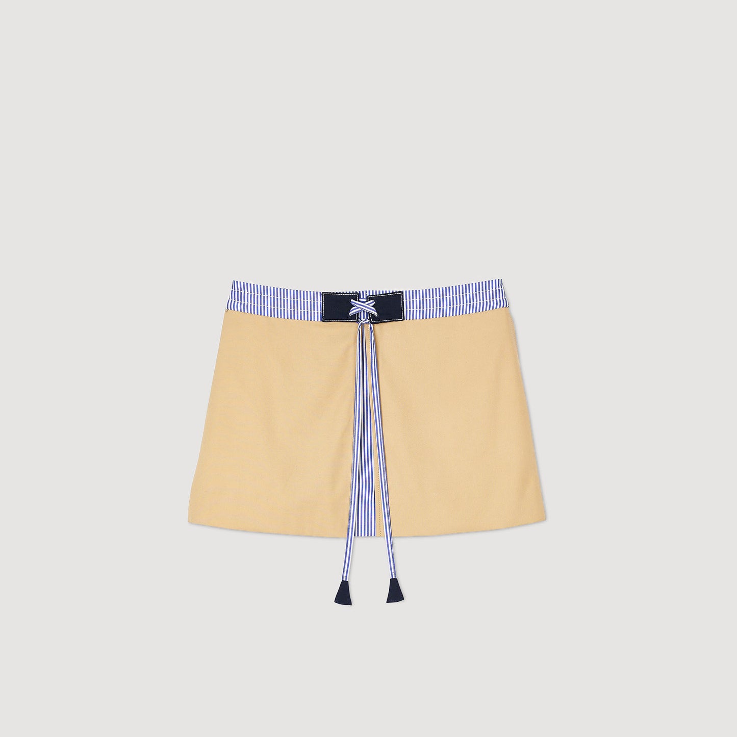 Mayleau Short Dual-Material Skirt Beige
