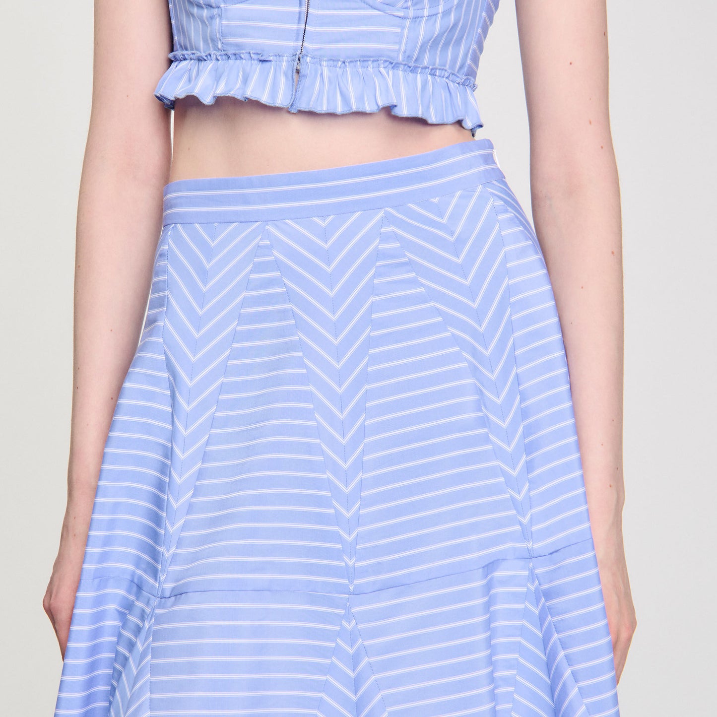 Ombrella Long Striped Skirt Blu / White