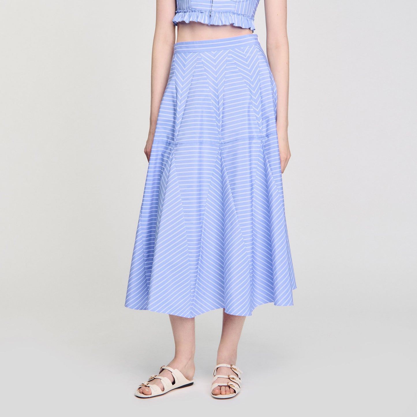 Ombrella Long Striped Skirt Blu / White
