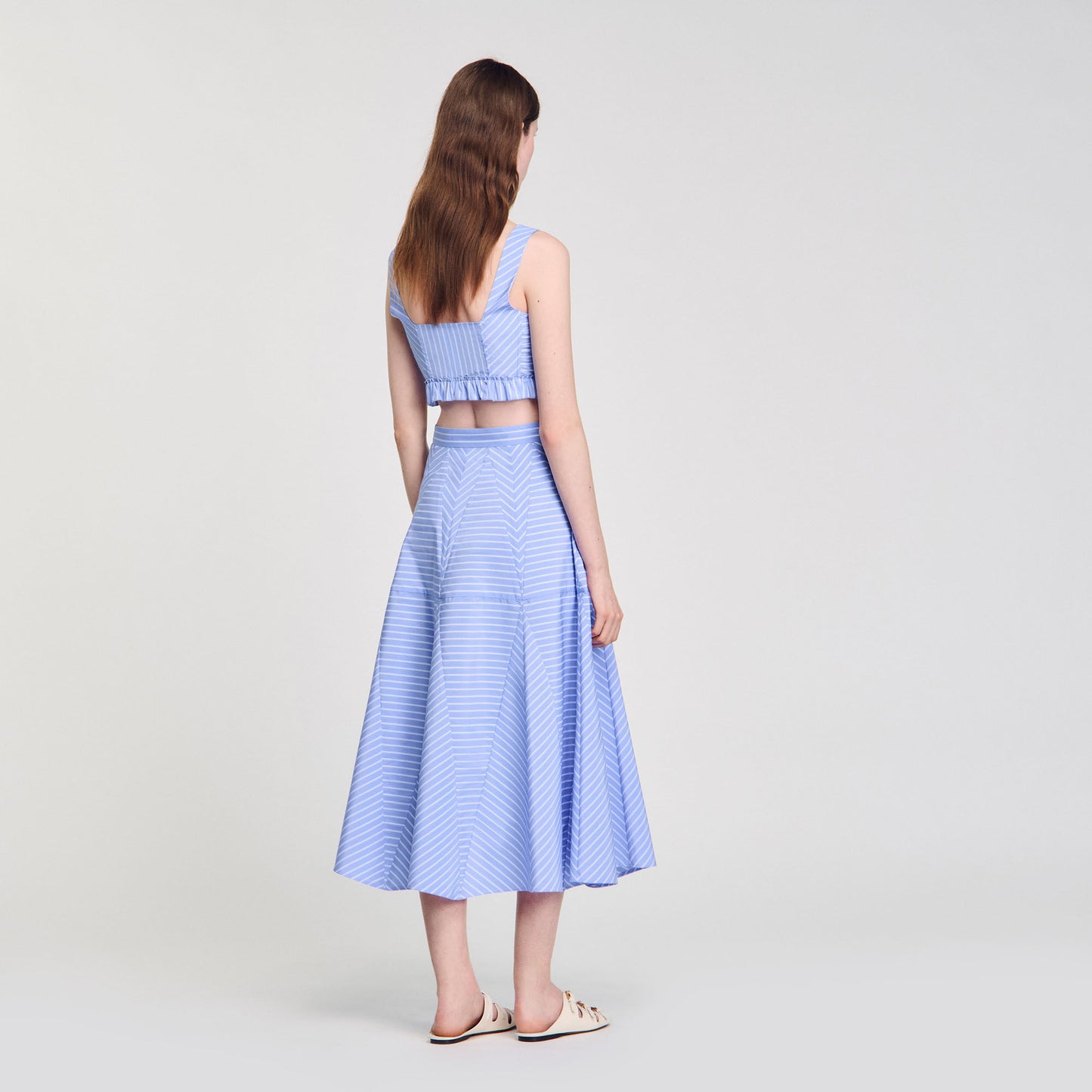 Ombrella Long Striped Skirt Blu / White