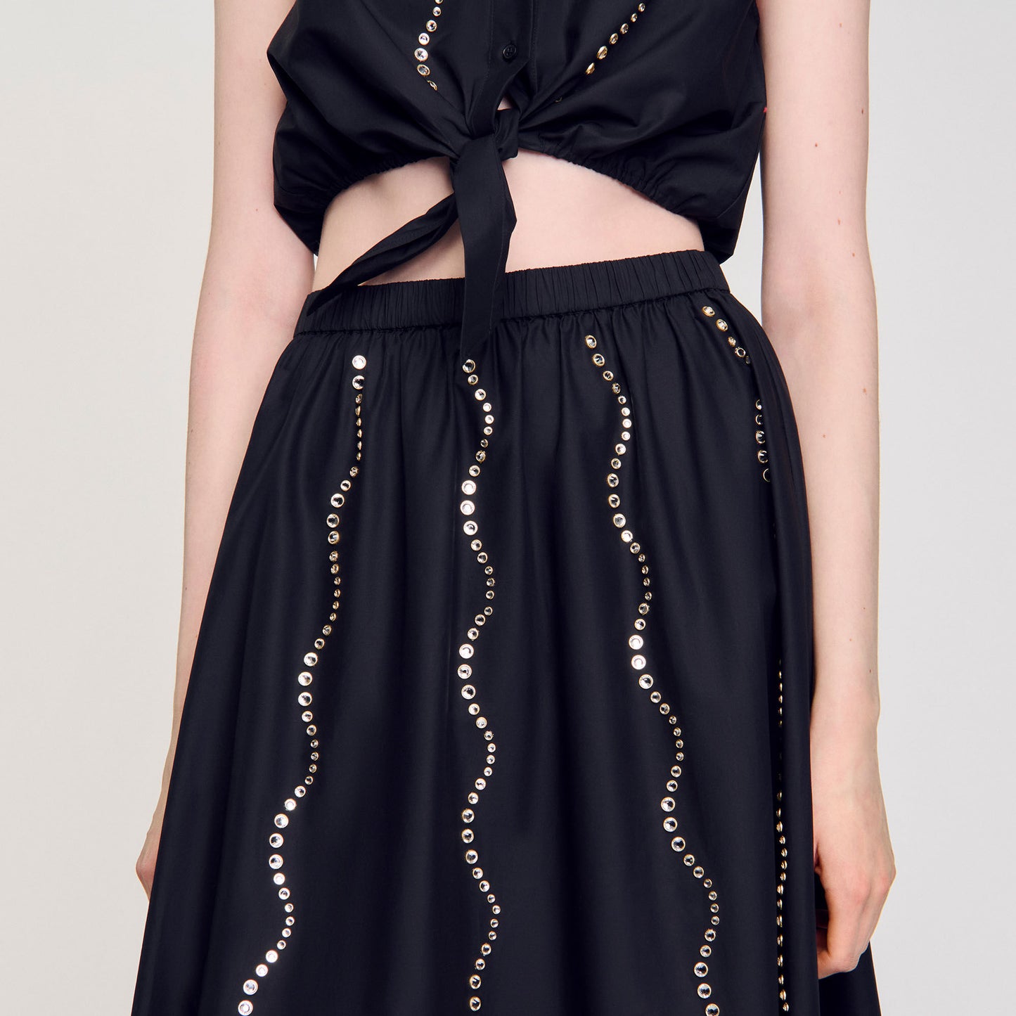 Aviv Crystal Embellished Maxi Skirt Black