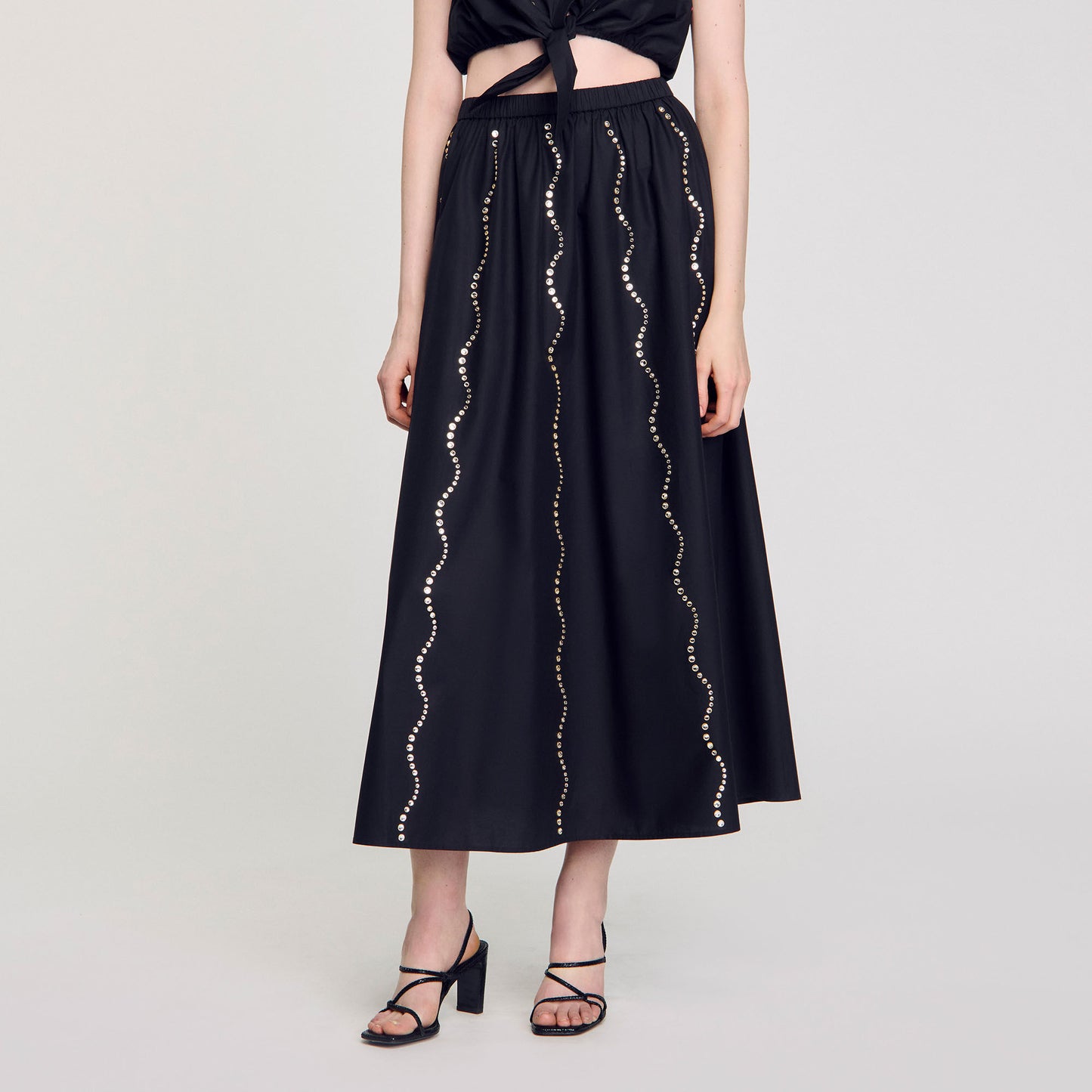 Aviv Crystal Embellished Maxi Skirt Black