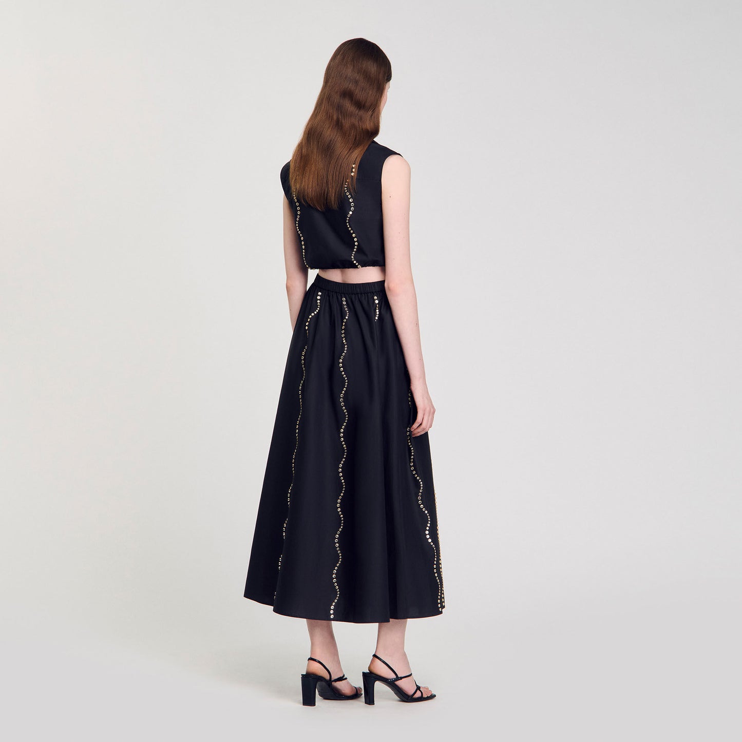 Aviv Crystal Embellished Maxi Skirt Black