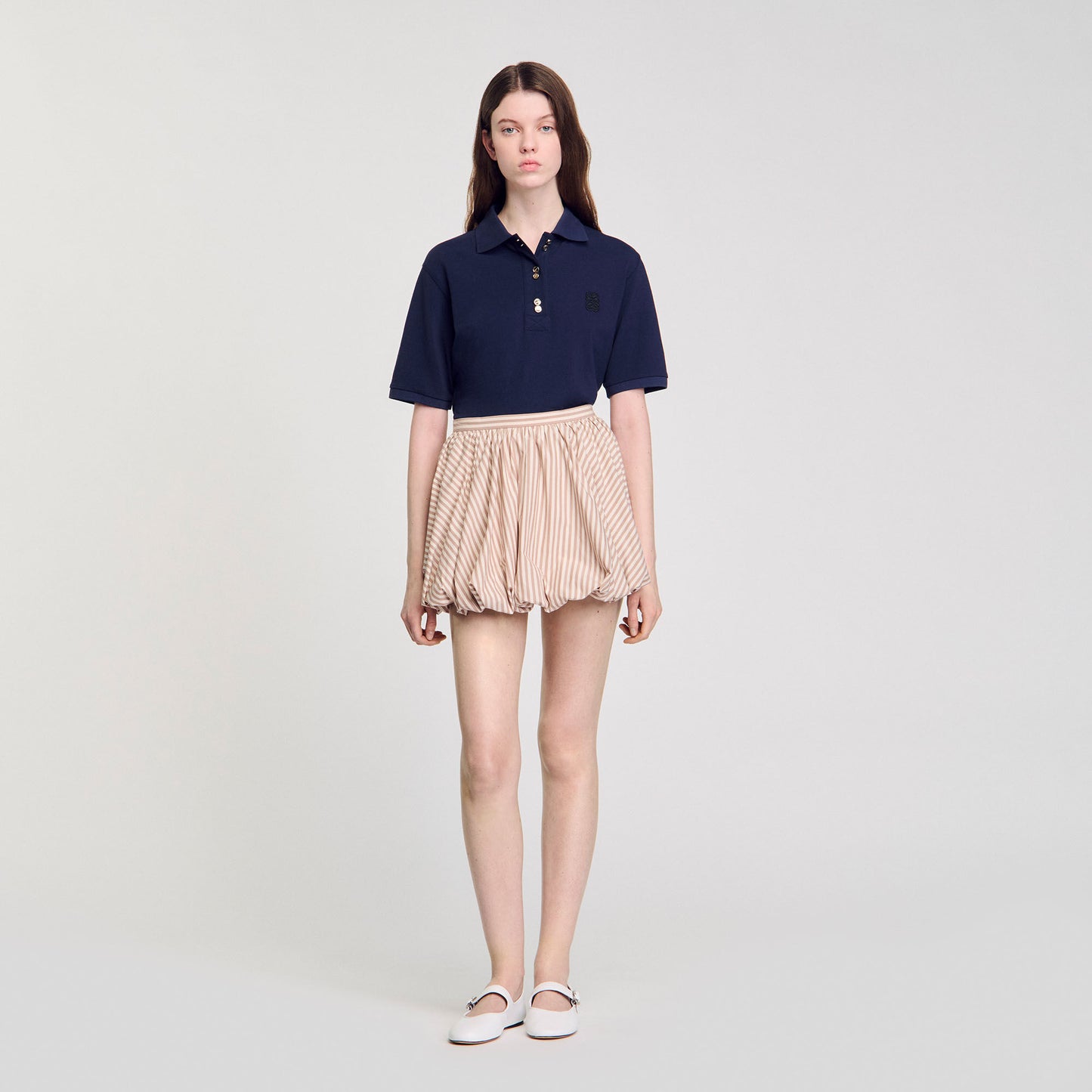 Spirale Striped Bubble Skirt Sand / Camel