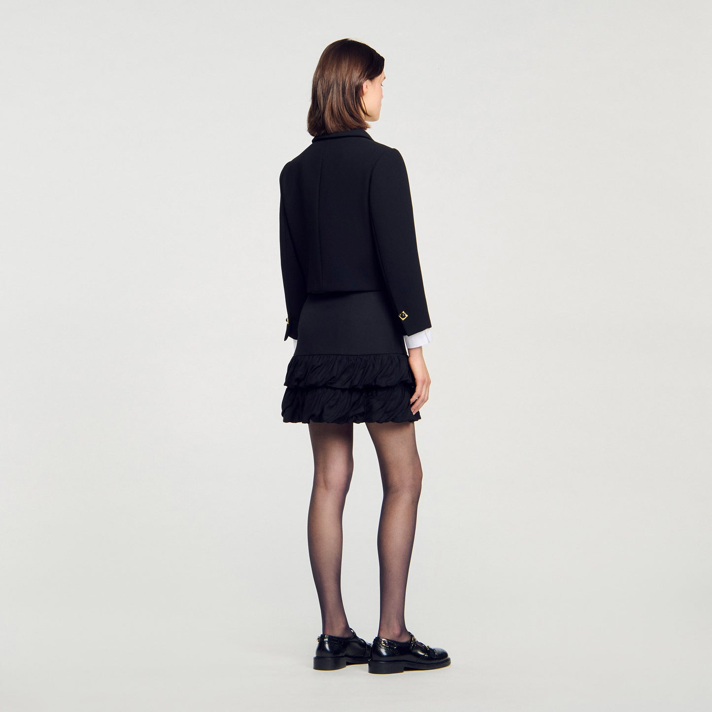 Zeline Short Ruffled Skirt Black