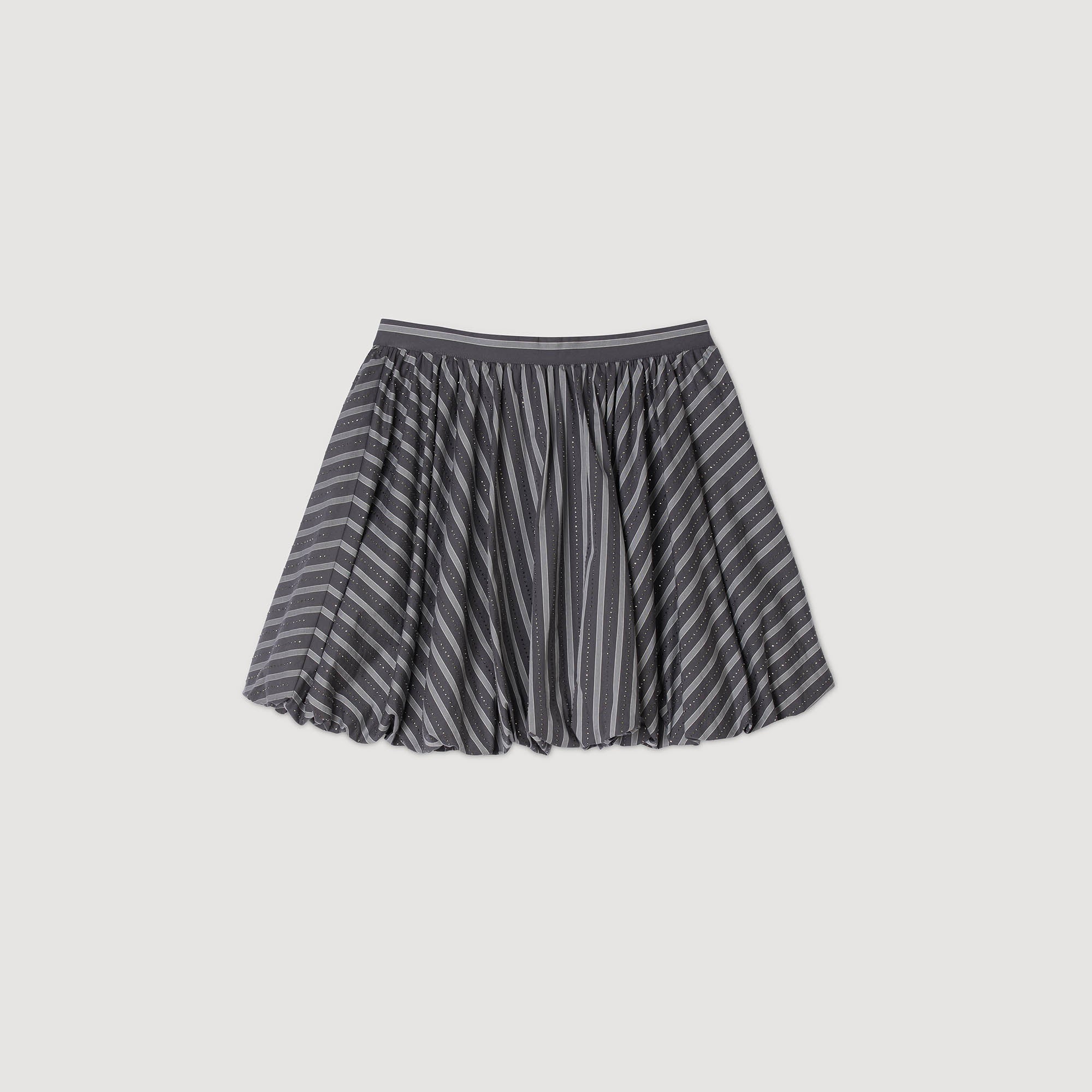 Middy Striped Rhinestone Bubble Skirt Grey