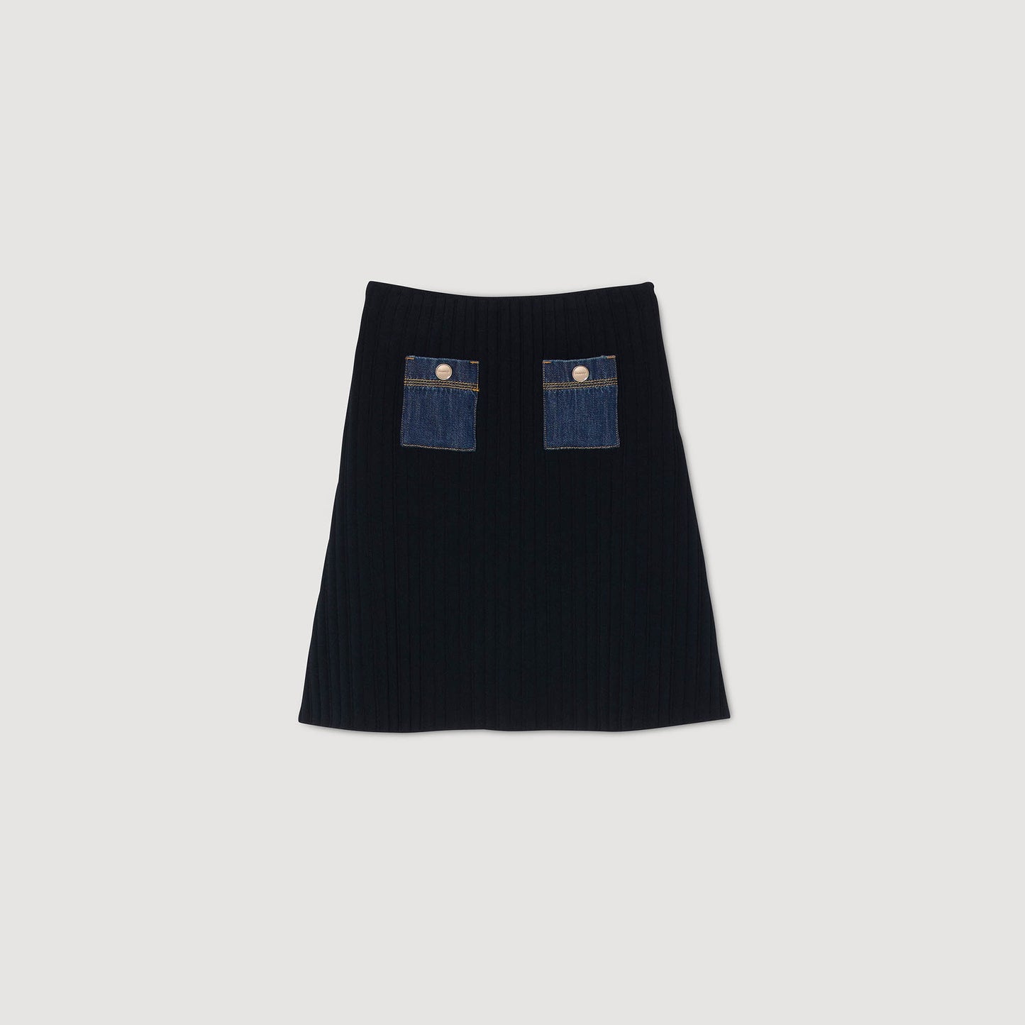 Isolda Short Knit And Denim Skirt Navy Blue
