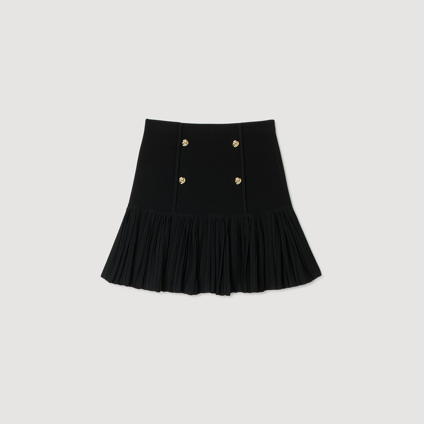 Lital Short Pleated Knit Skirt Black