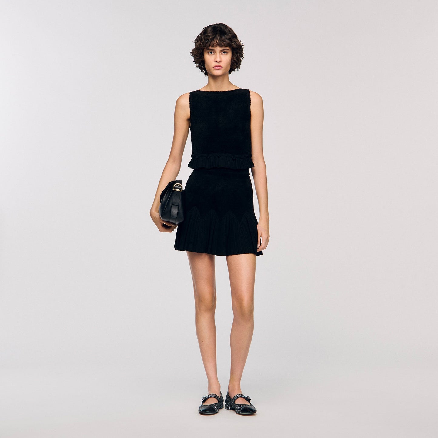 Orea Short Two-Tone Skirt Black