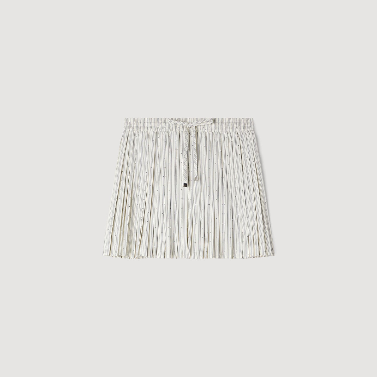Capucine Short Rhinestone Striped Skirt Ecru