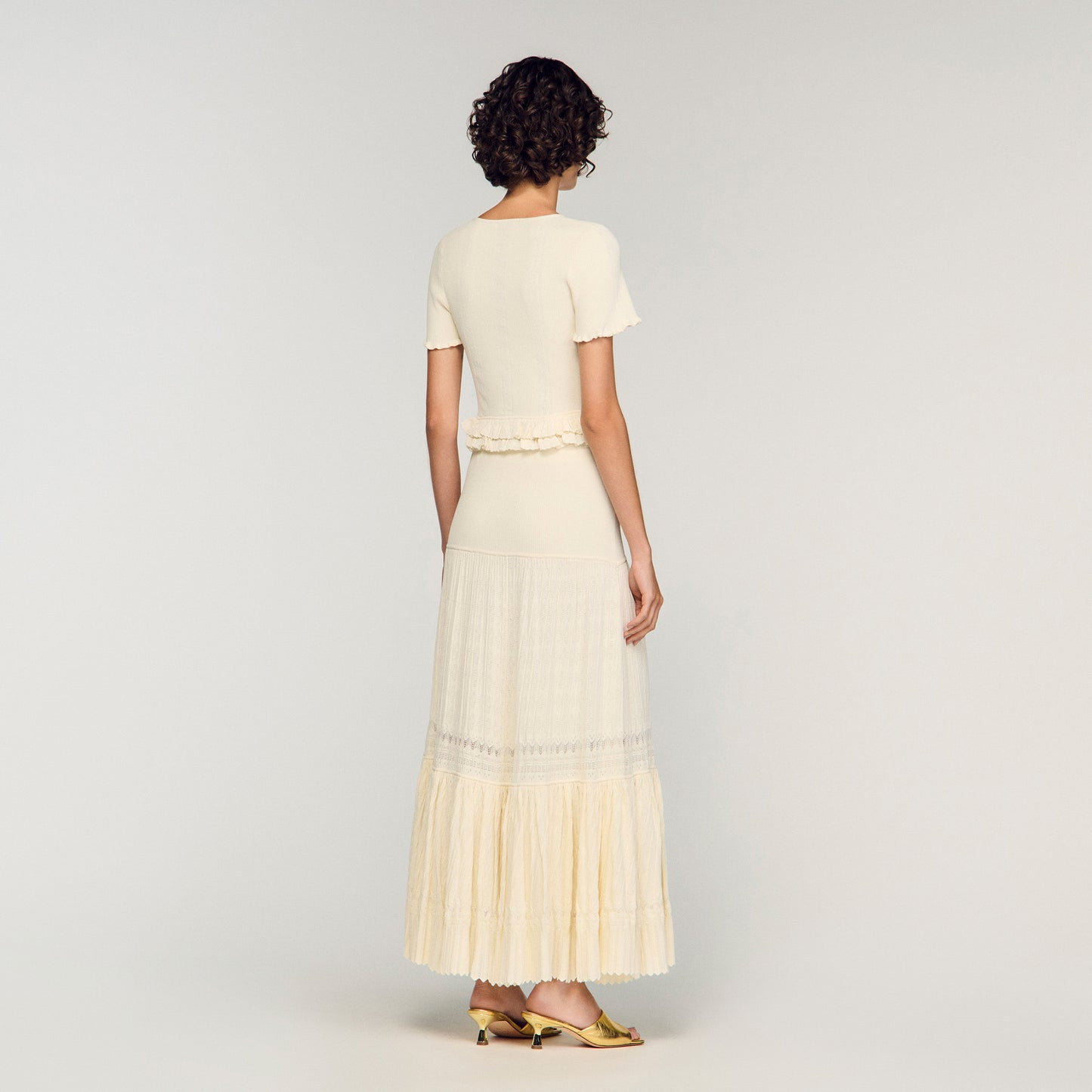 Long Knit Skirt Ecru