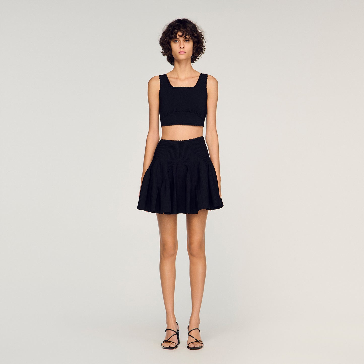 Bamby Short Knit Godet Skirt Black