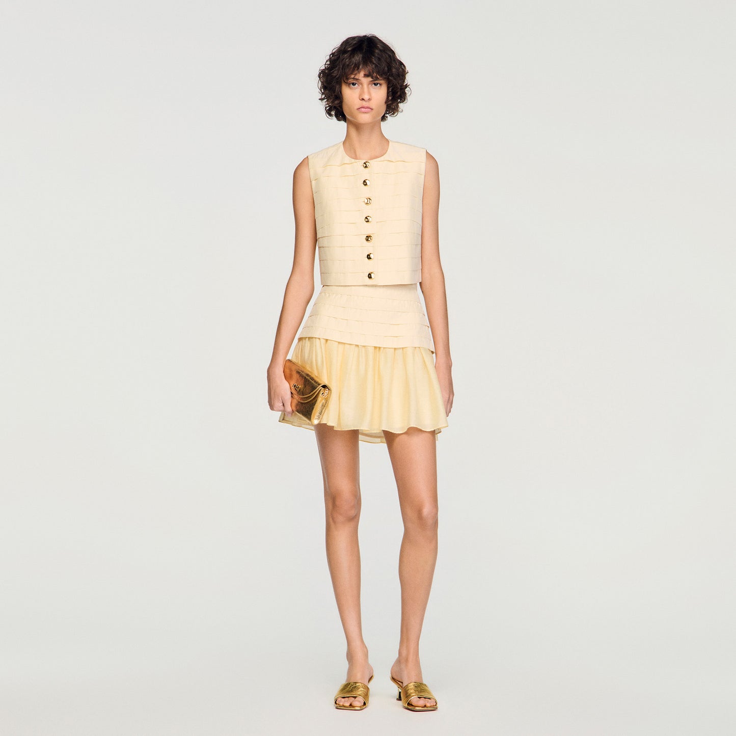 Hadley Short Pleated Skirt Vanilla