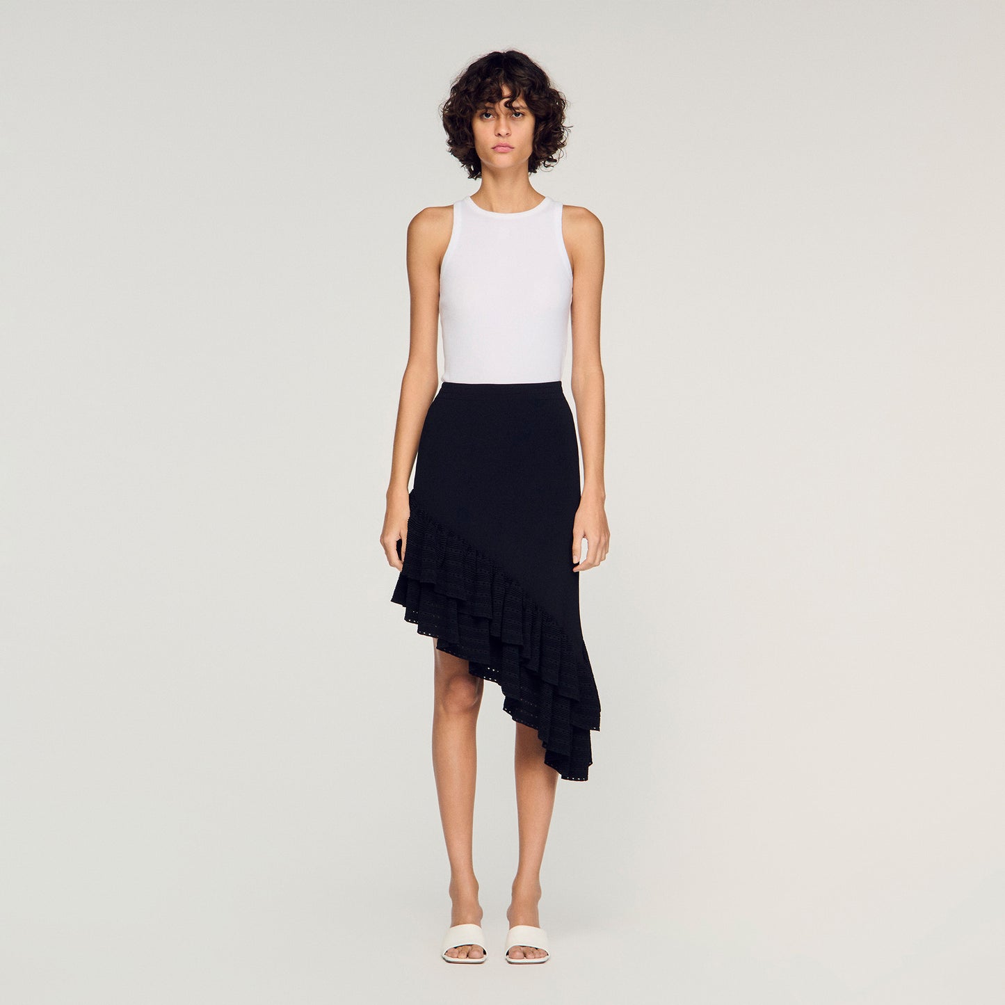 Chiara Asymmetrical Knit Skirt Black