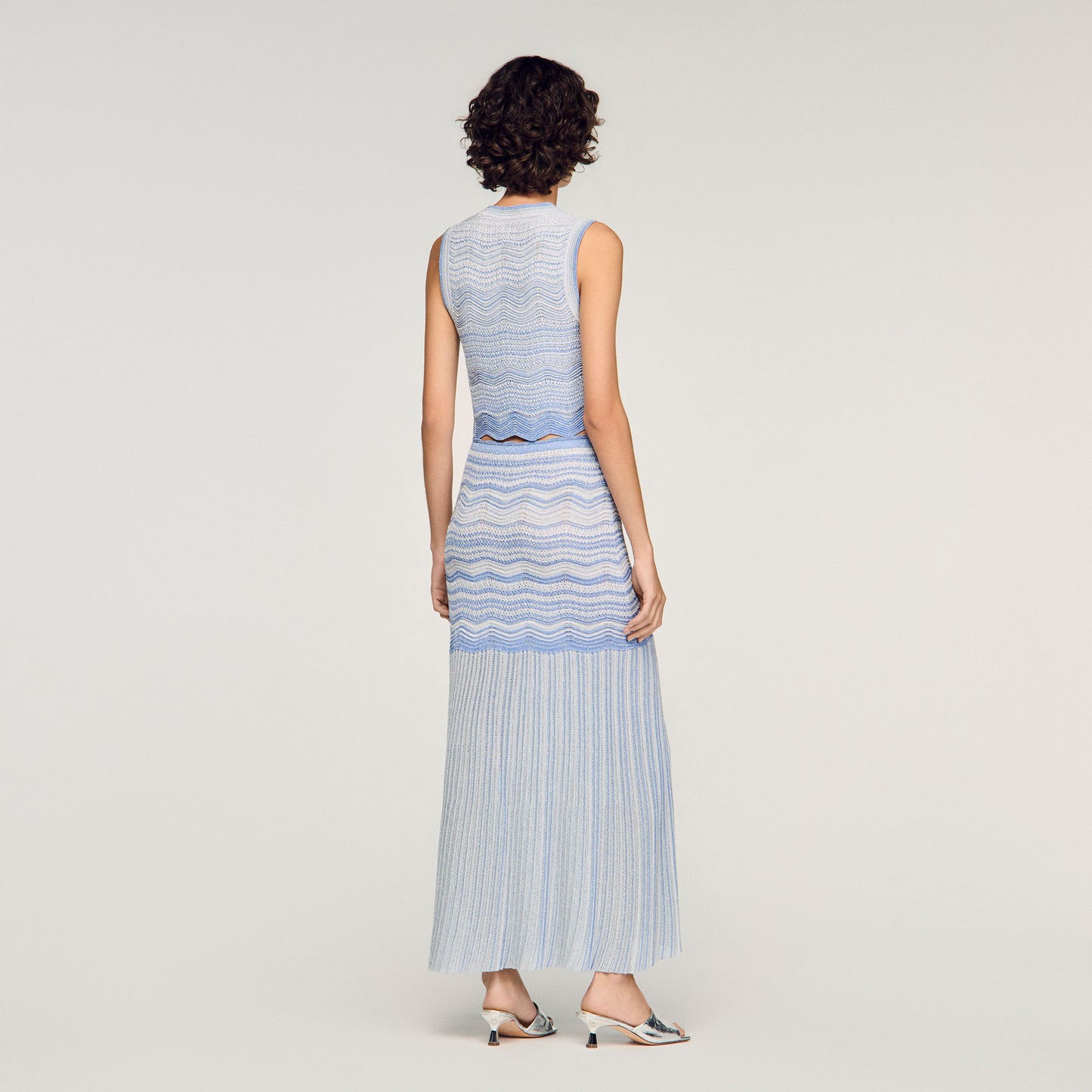Davinna Long Decorative Knit Skirt Sky Blue