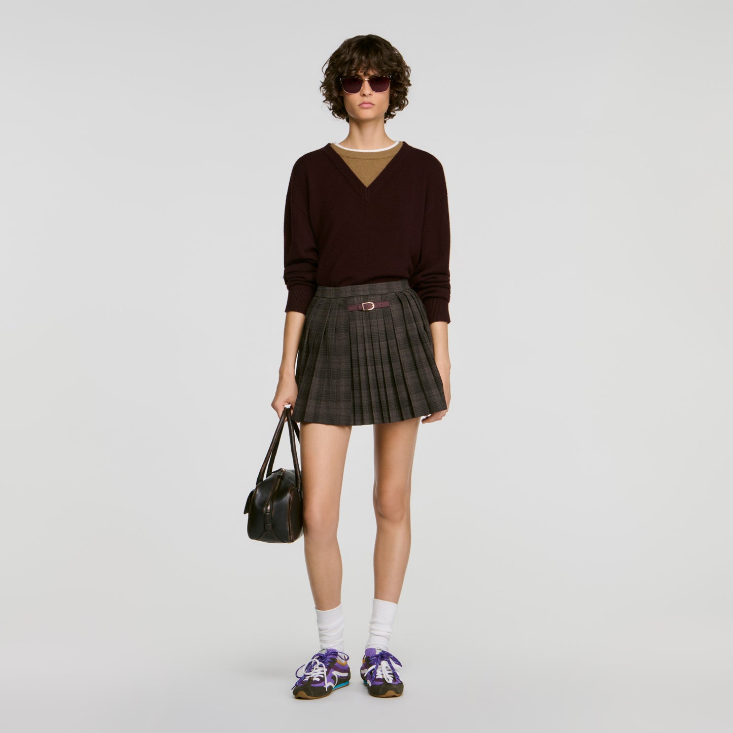 Kayla Checked pleated skirt Dark Grey