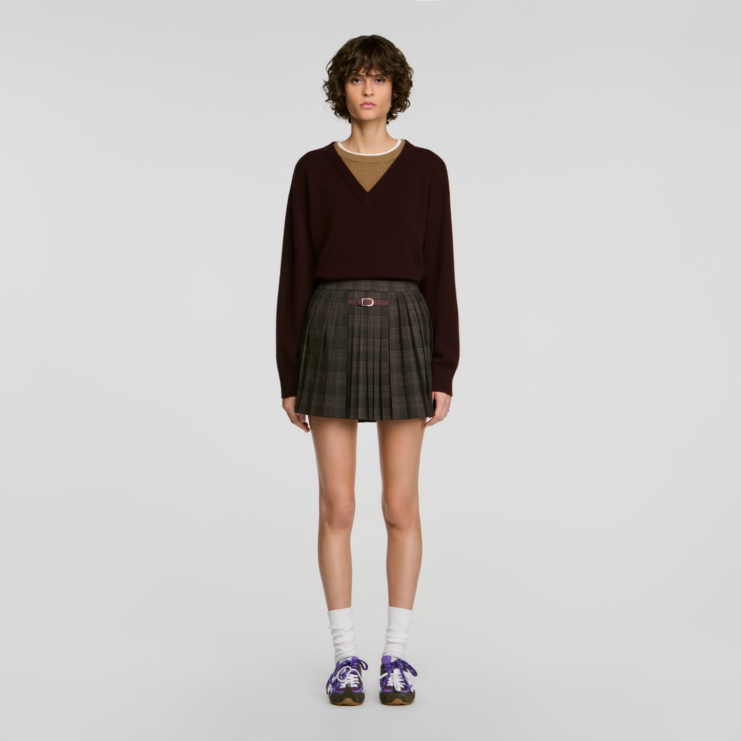 Kayla Checked pleated skirt Dark Grey