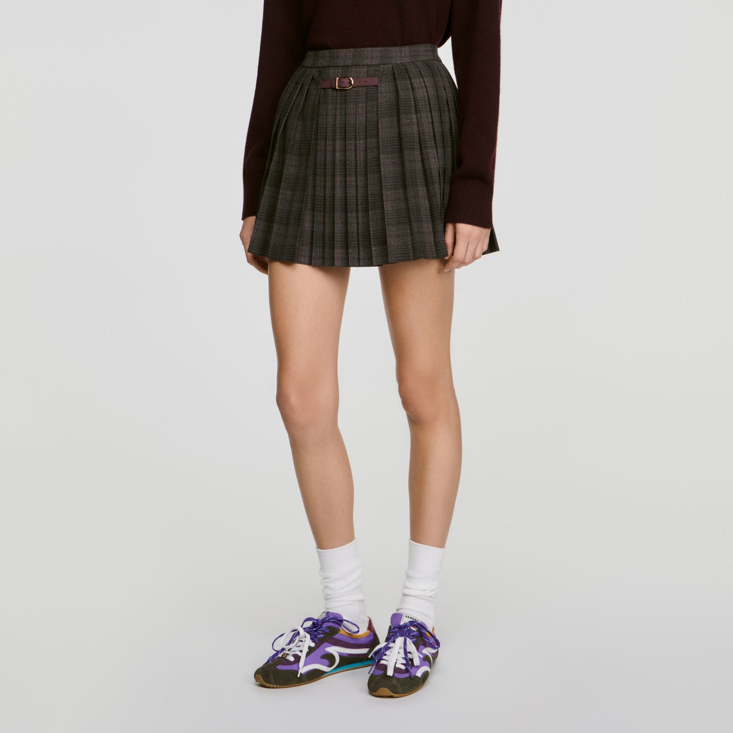 Kayla Checked pleated skirt Dark Grey