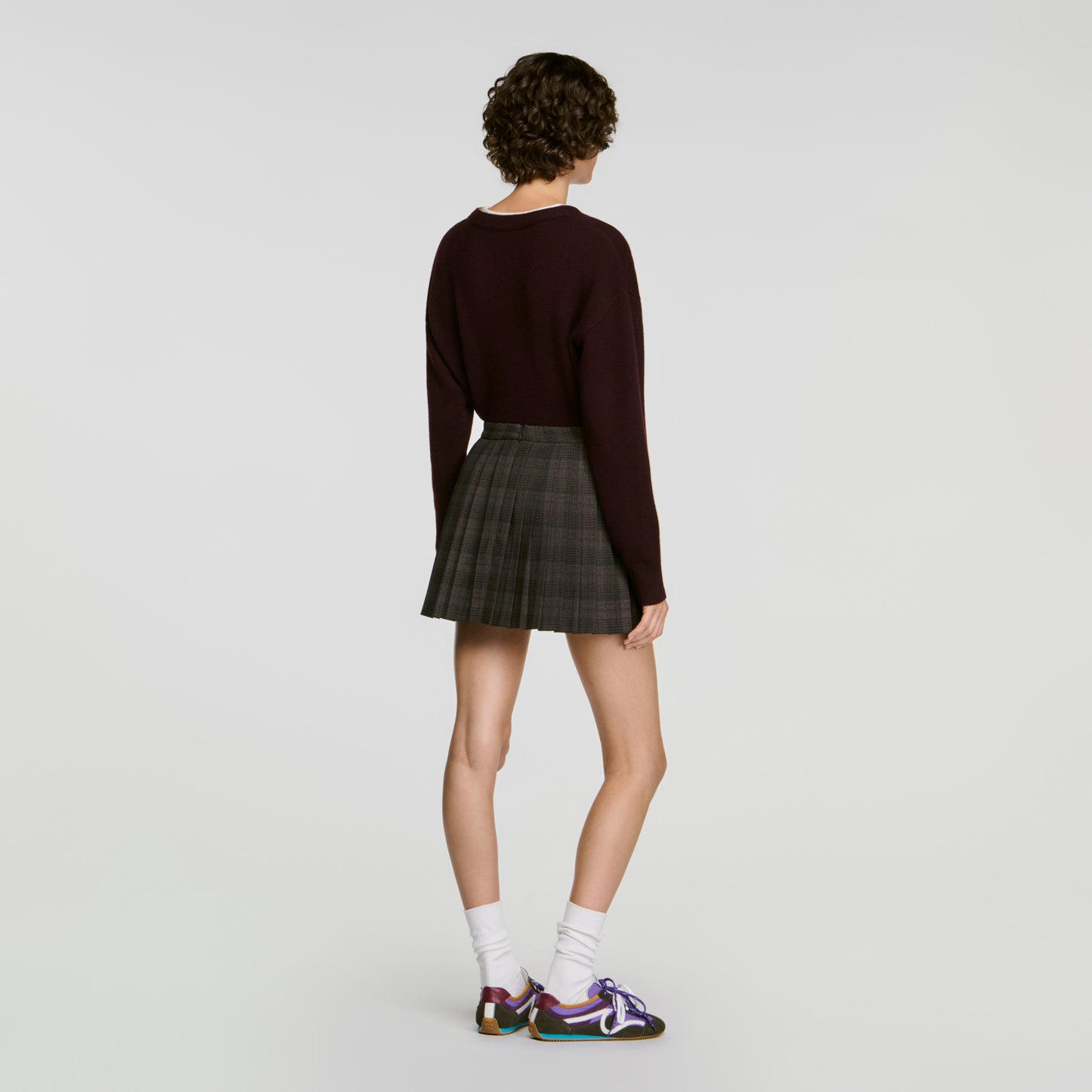 Kayla Checked pleated skirt Dark Grey