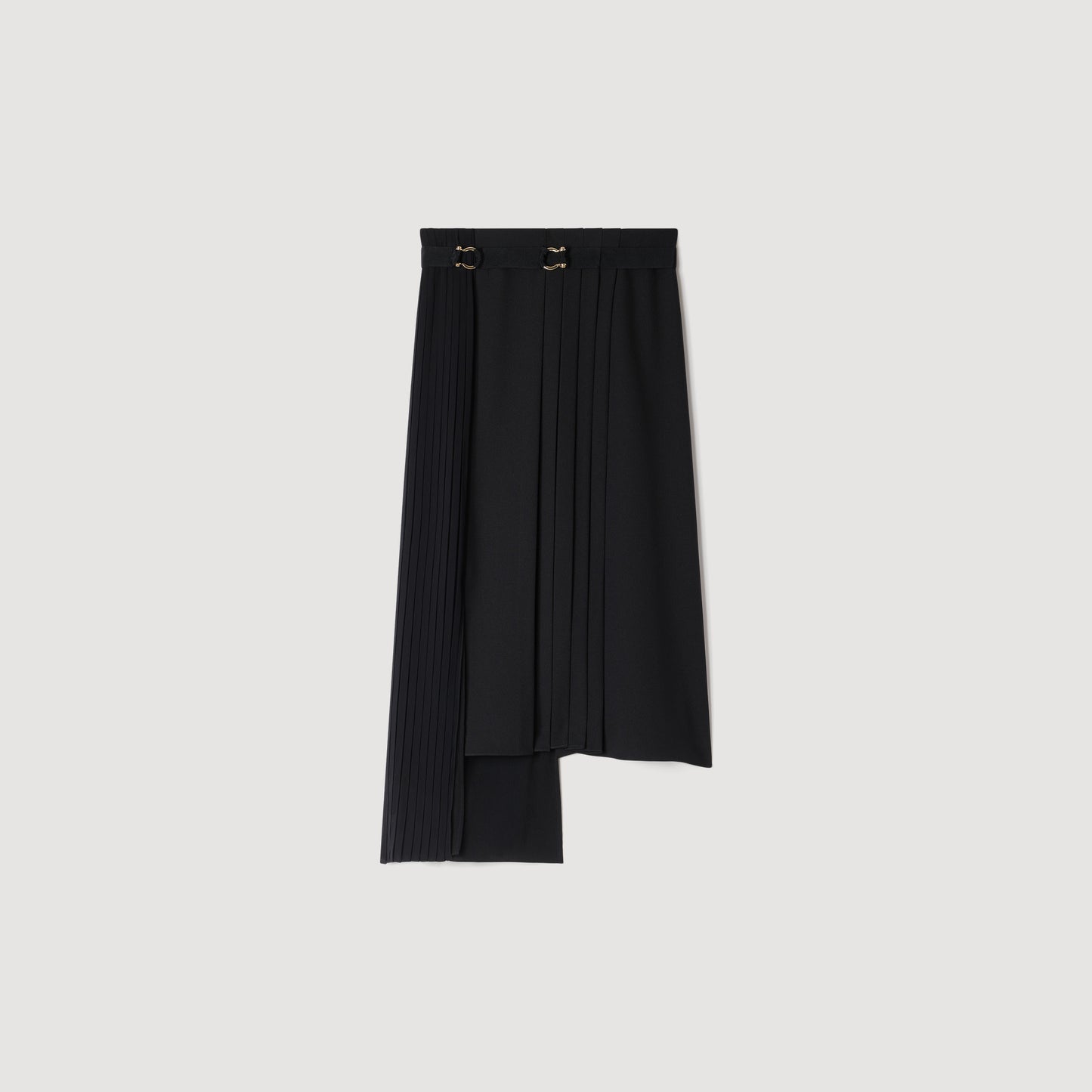 Cecilia Long asymmetrical pleated skirt Black