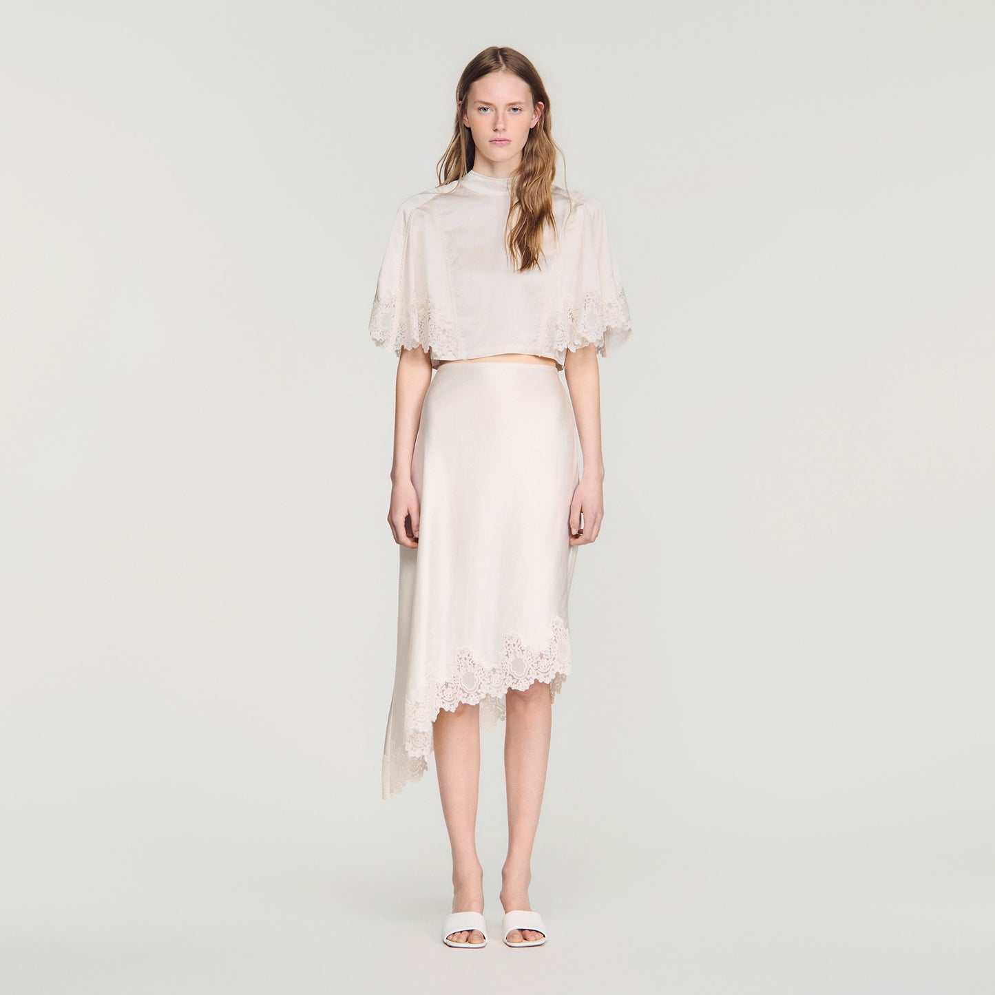 Plume Knit Skirt Ecru