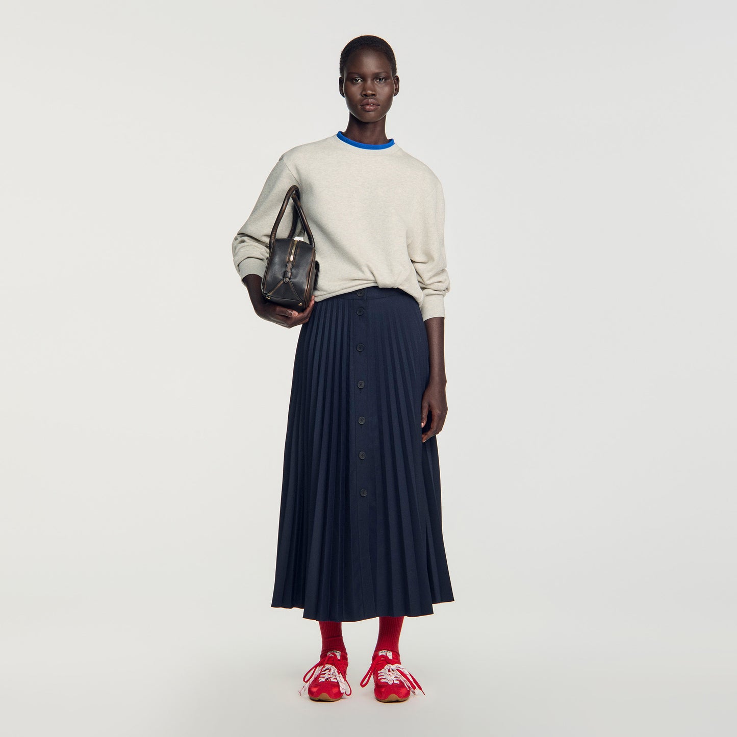 Reine Long pleated skirt Navy Blue