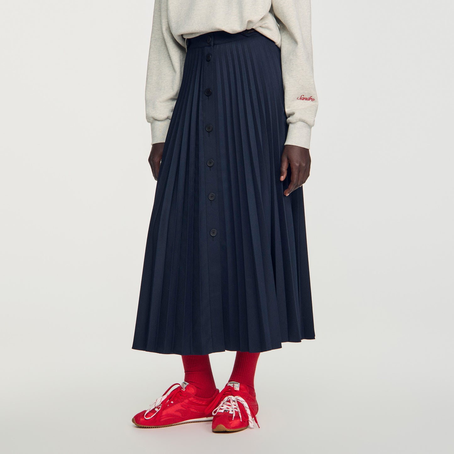 Reine Long pleated skirt Navy Blue