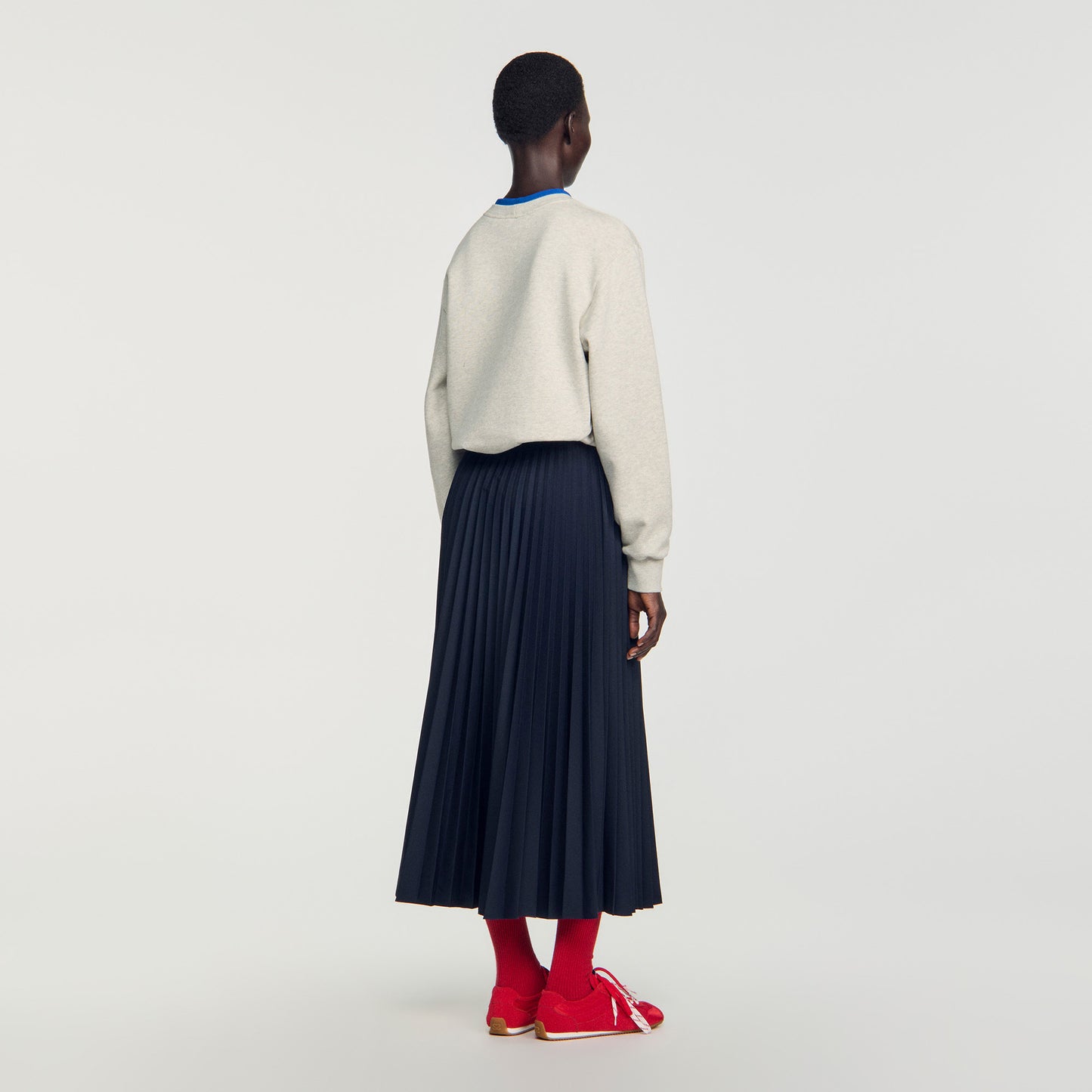 Reine Long pleated skirt Navy Blue