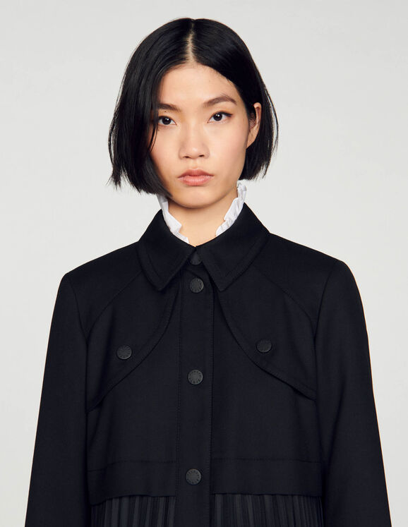 Pleated Trench Coat Black