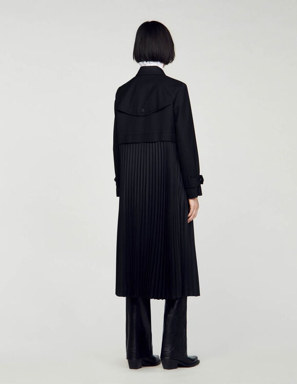 Pleated Trench Coat Black