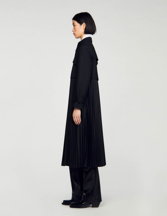 Pleated Trench Coat Black