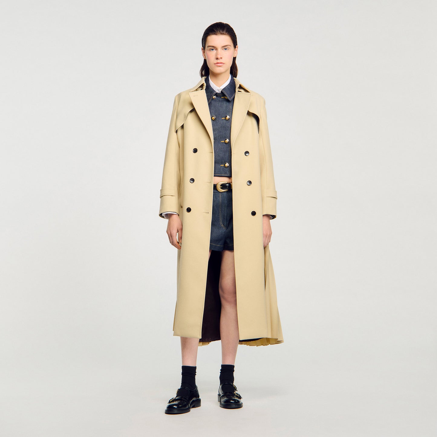 Simon Belted double-breasted trench Beige
