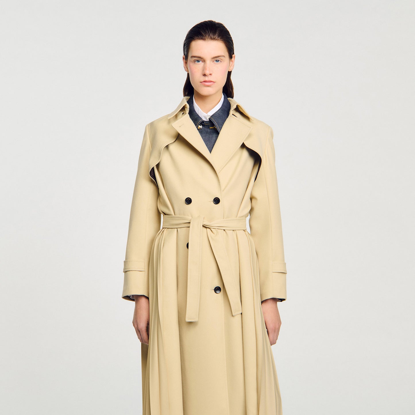 Simon Belted double-breasted trench Beige