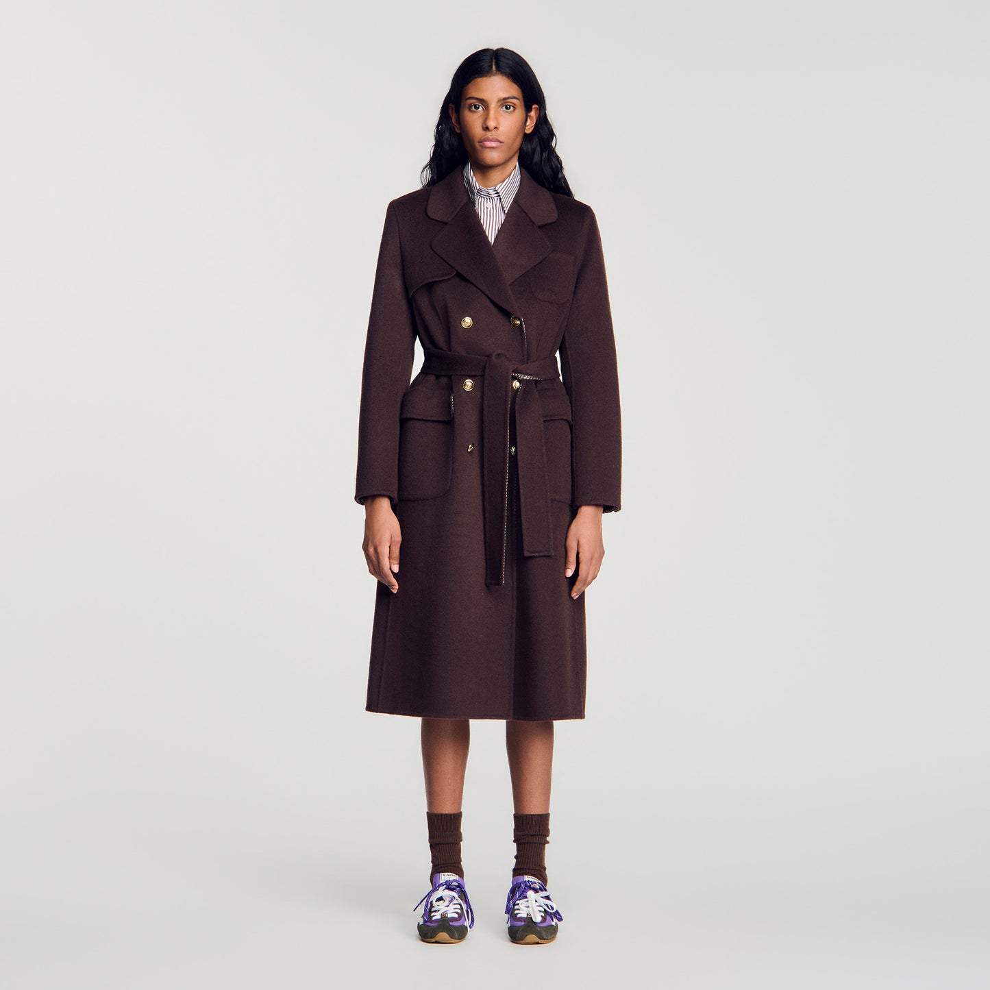 Dorel Double-faced check coat Brown