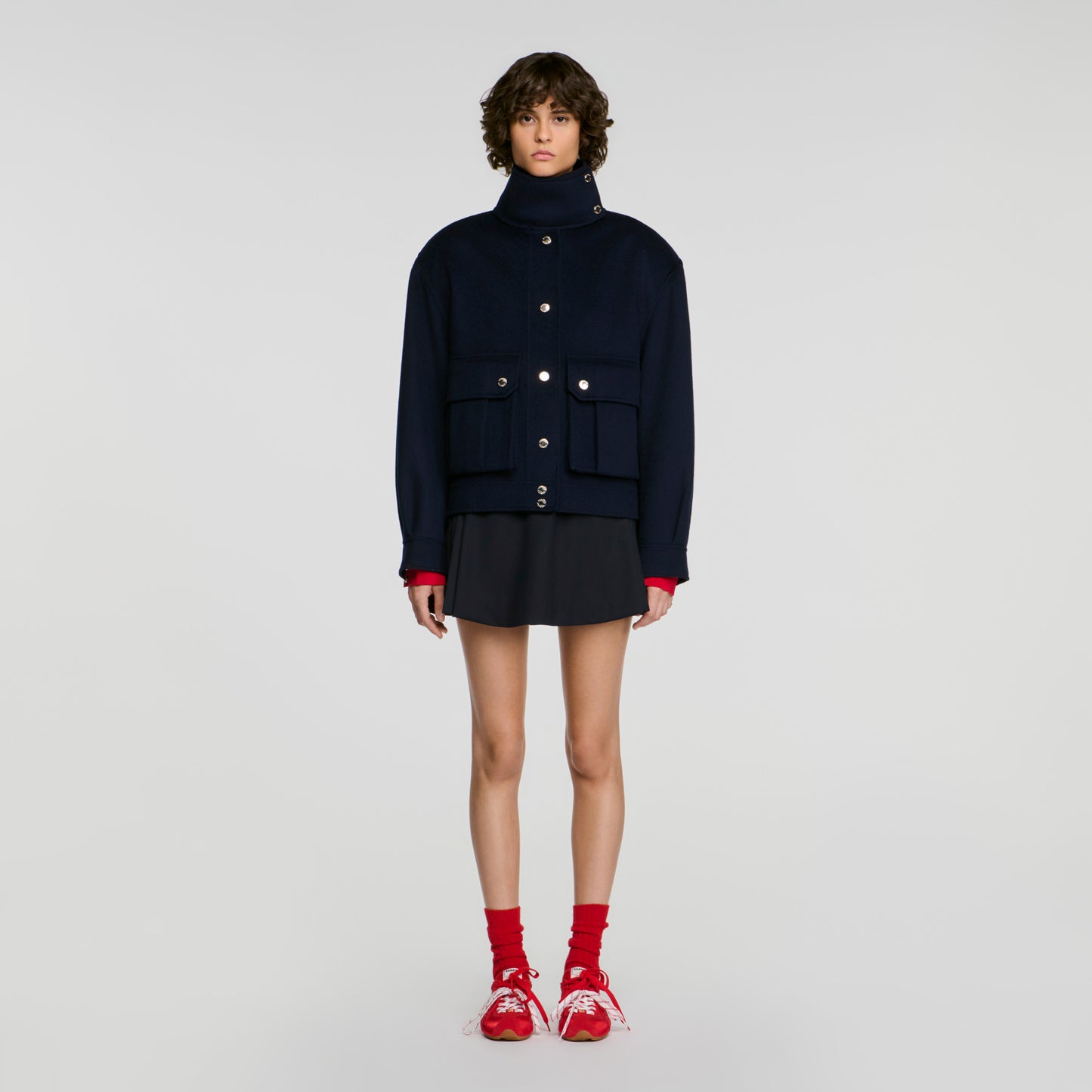Blair Double-faced standing collar coat Navy Blue