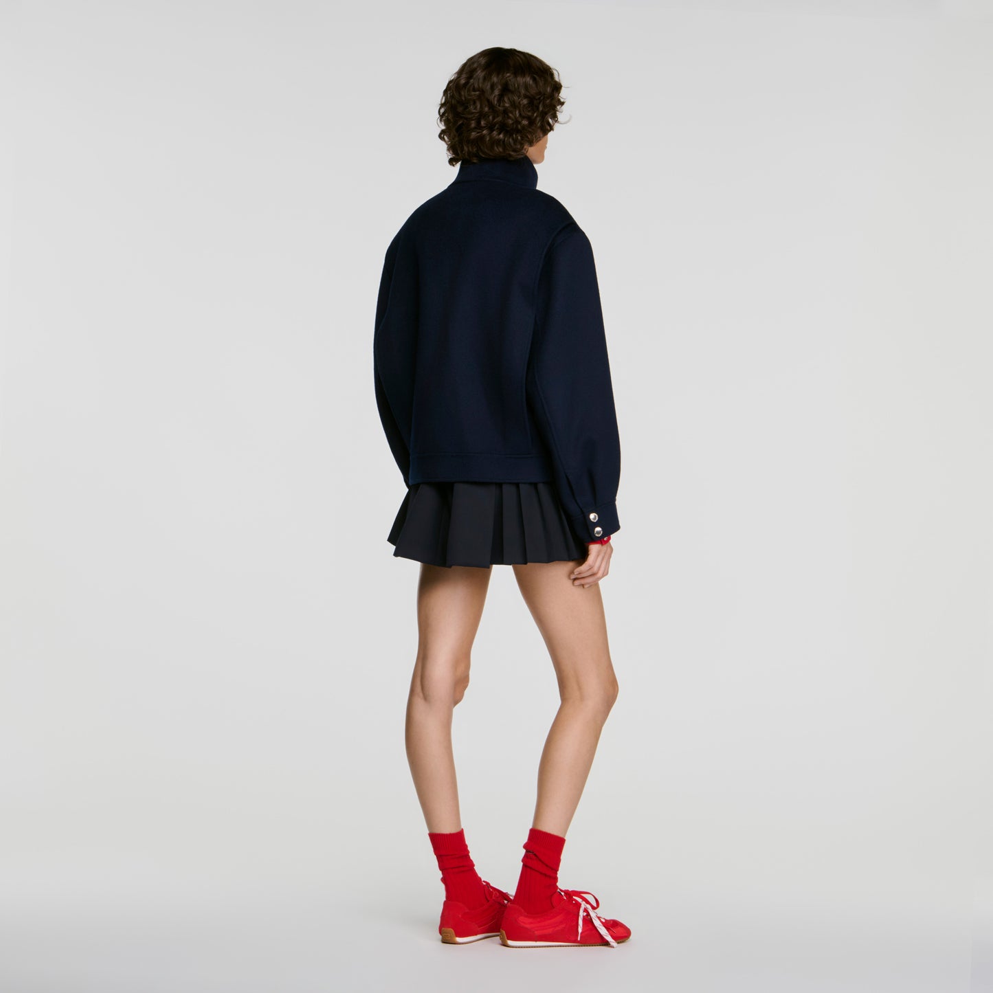 Blair Double-faced standing collar coat Navy Blue