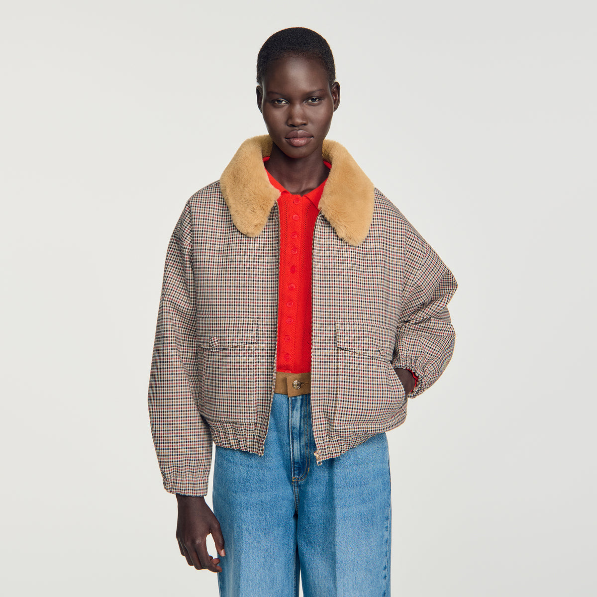 Wesley Faux fur-lined coat Brown
